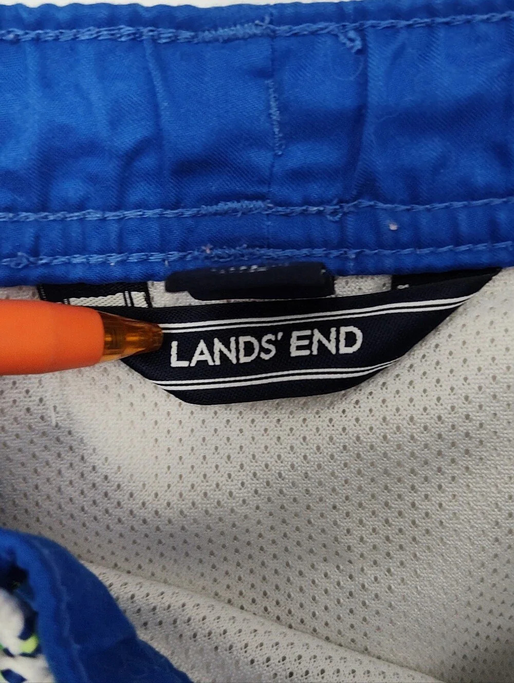 Lands' End Boys Blue & Green Tropical Swim Trunks Size Large, 14-16